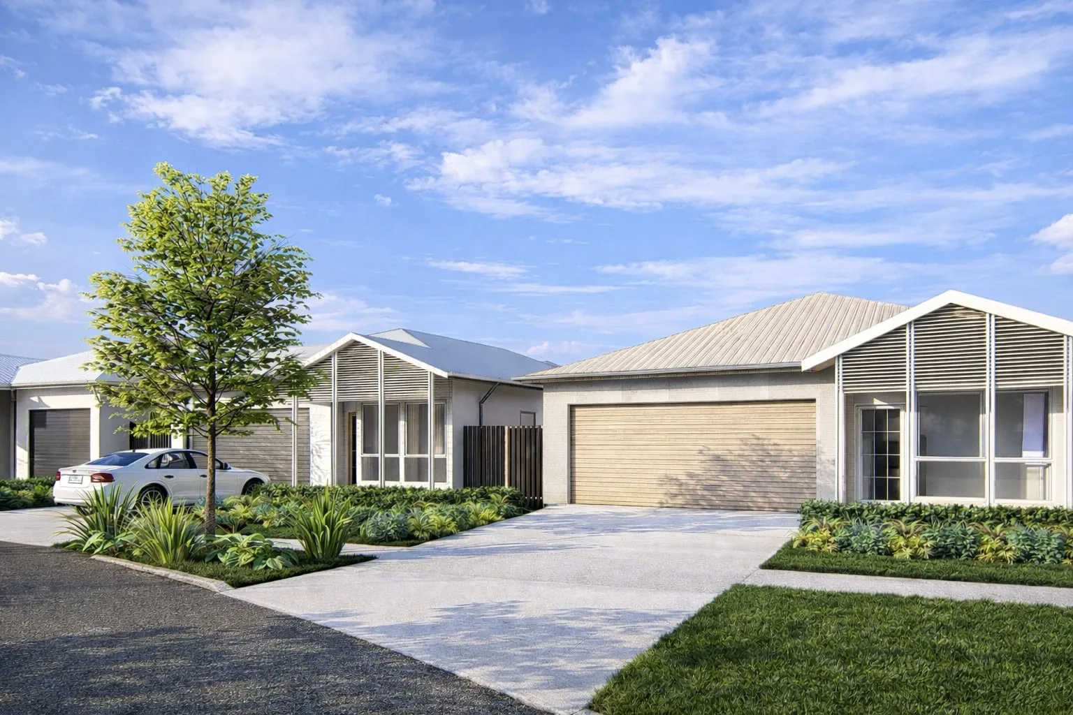 Home facade with double garage